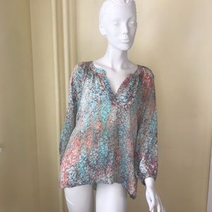 Gorgeous spring  watercolor top Cynthia Rowley -L